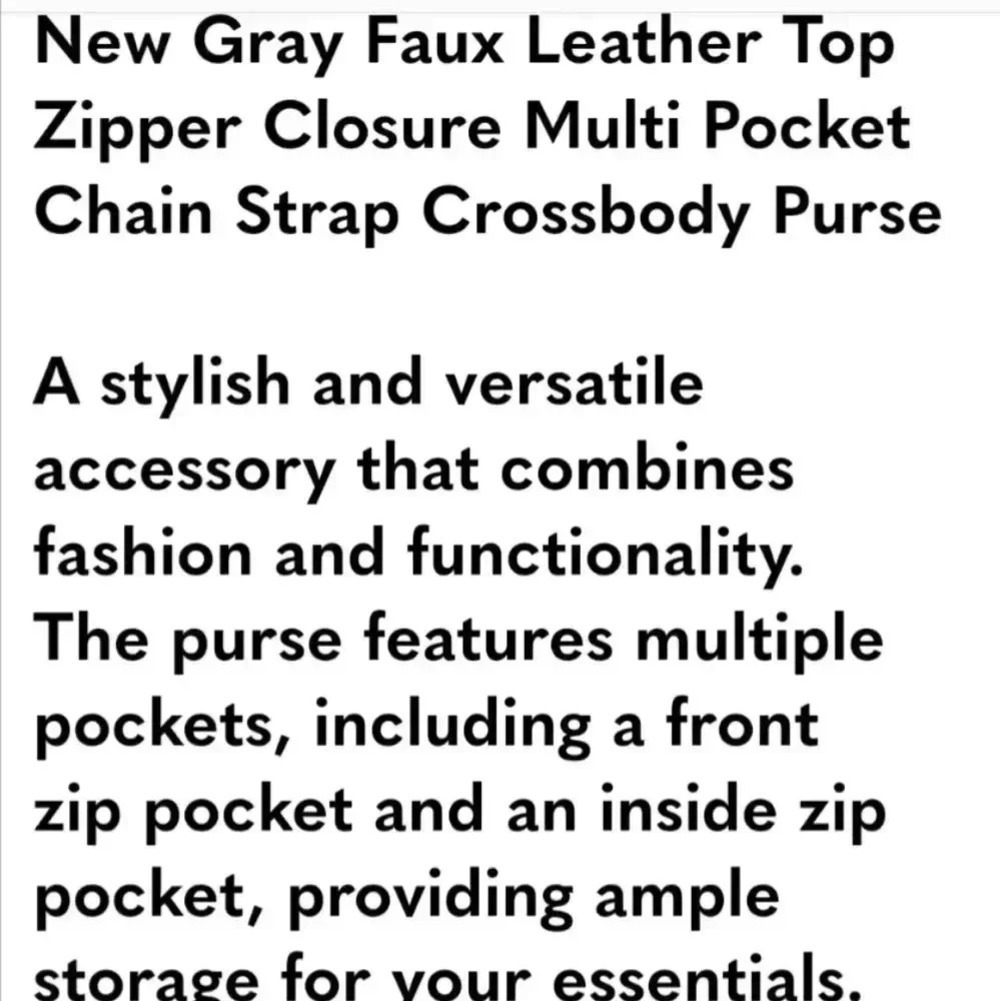 Grey Faux Leather Crossbody with Chain Strap NWOT - Picture 8 of 9
